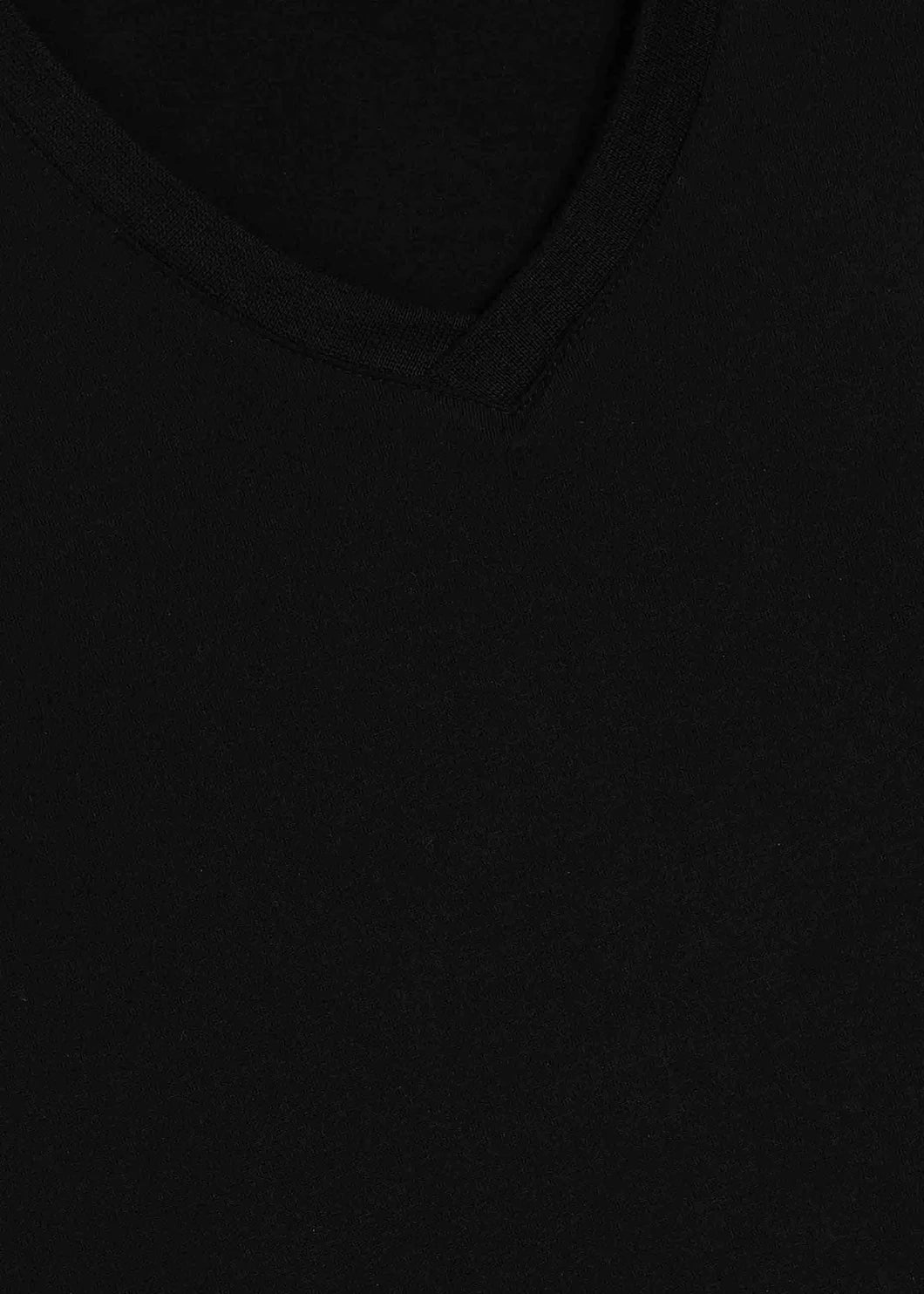 Black V-Neck Cotton Stretch T-Shirt