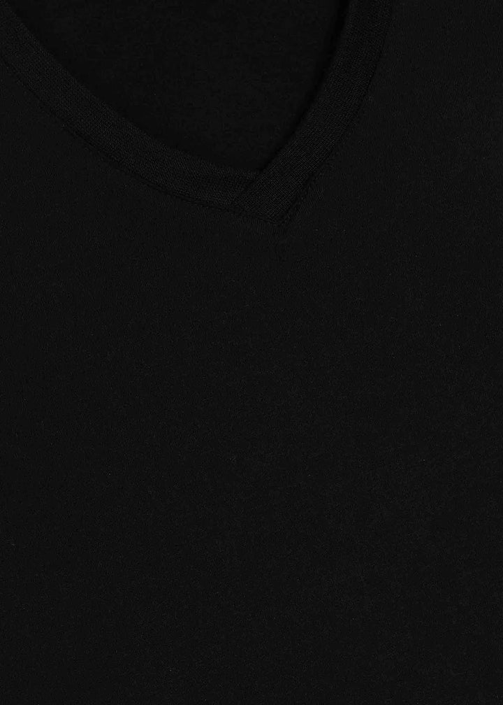 Black V-Neck Cotton Stretch T-Shirt