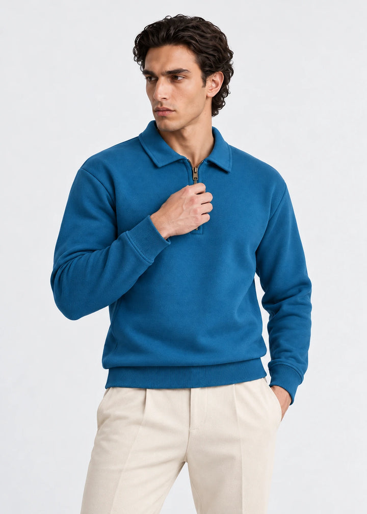 Zip Collared Sweatshirt