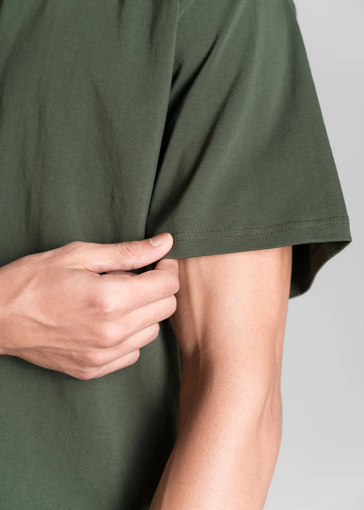 Heavy Box-Fit T-Shirt Green & Stone Beige Waffle Cargo Shorts