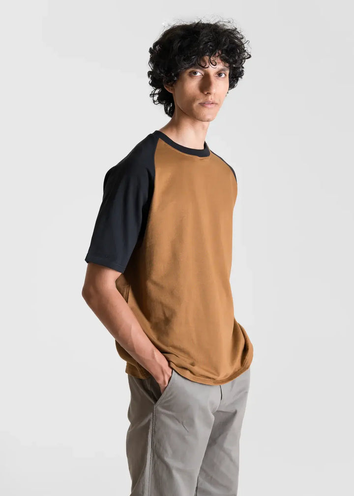 Heavy Relaxed Raglan T-shirt — Brown & Black