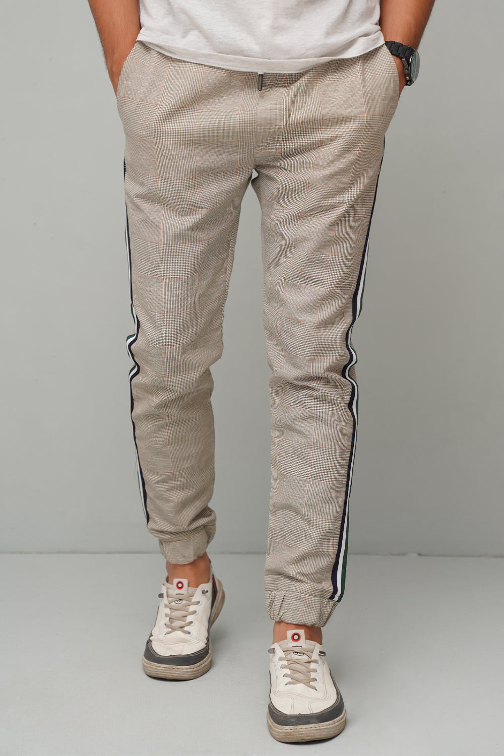 Light Green Check Casual Trouser