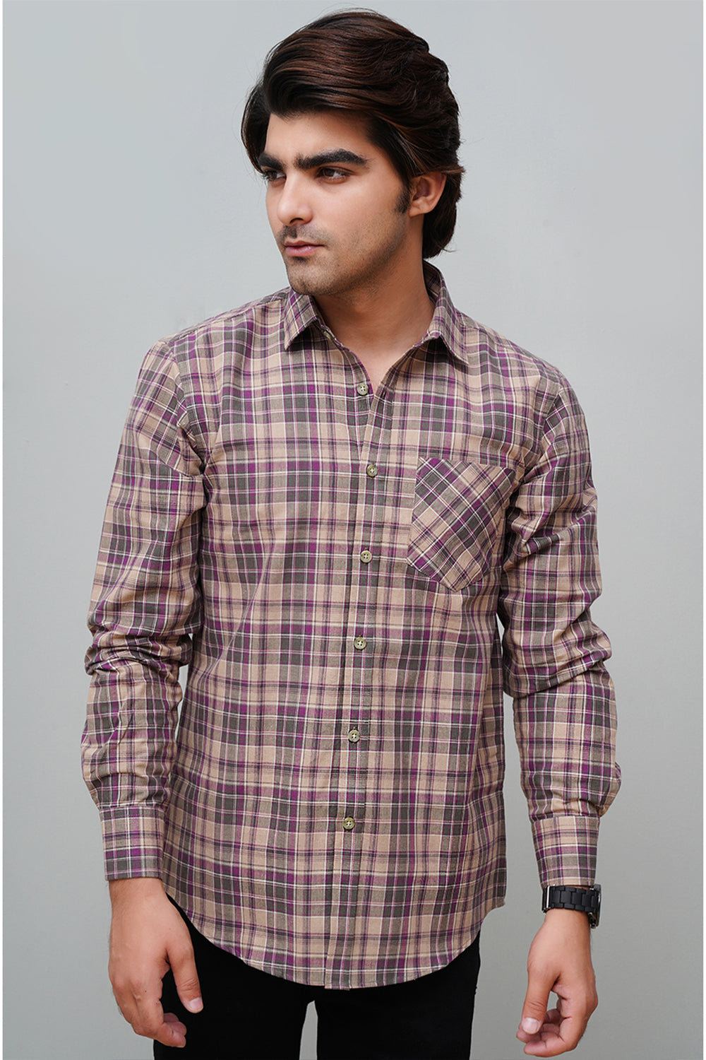 Check Brown Casual Shirt